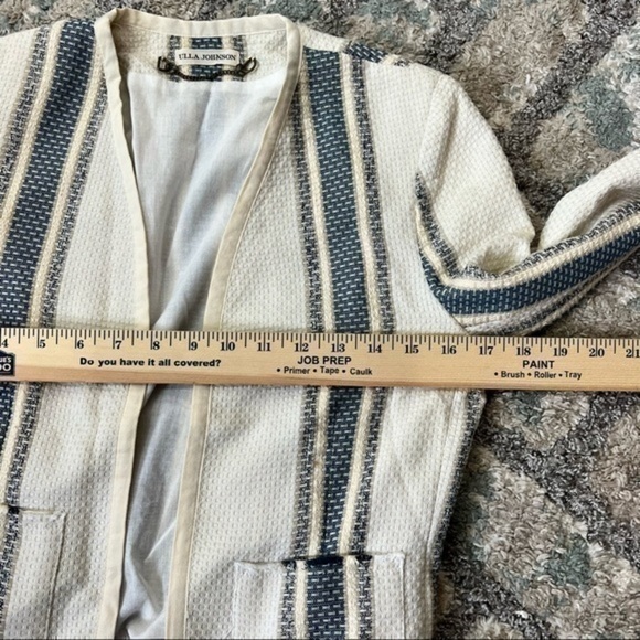 Ulla Johnson Womens paneled striped raw hem open blazer size 4 - Picture 6 of 10